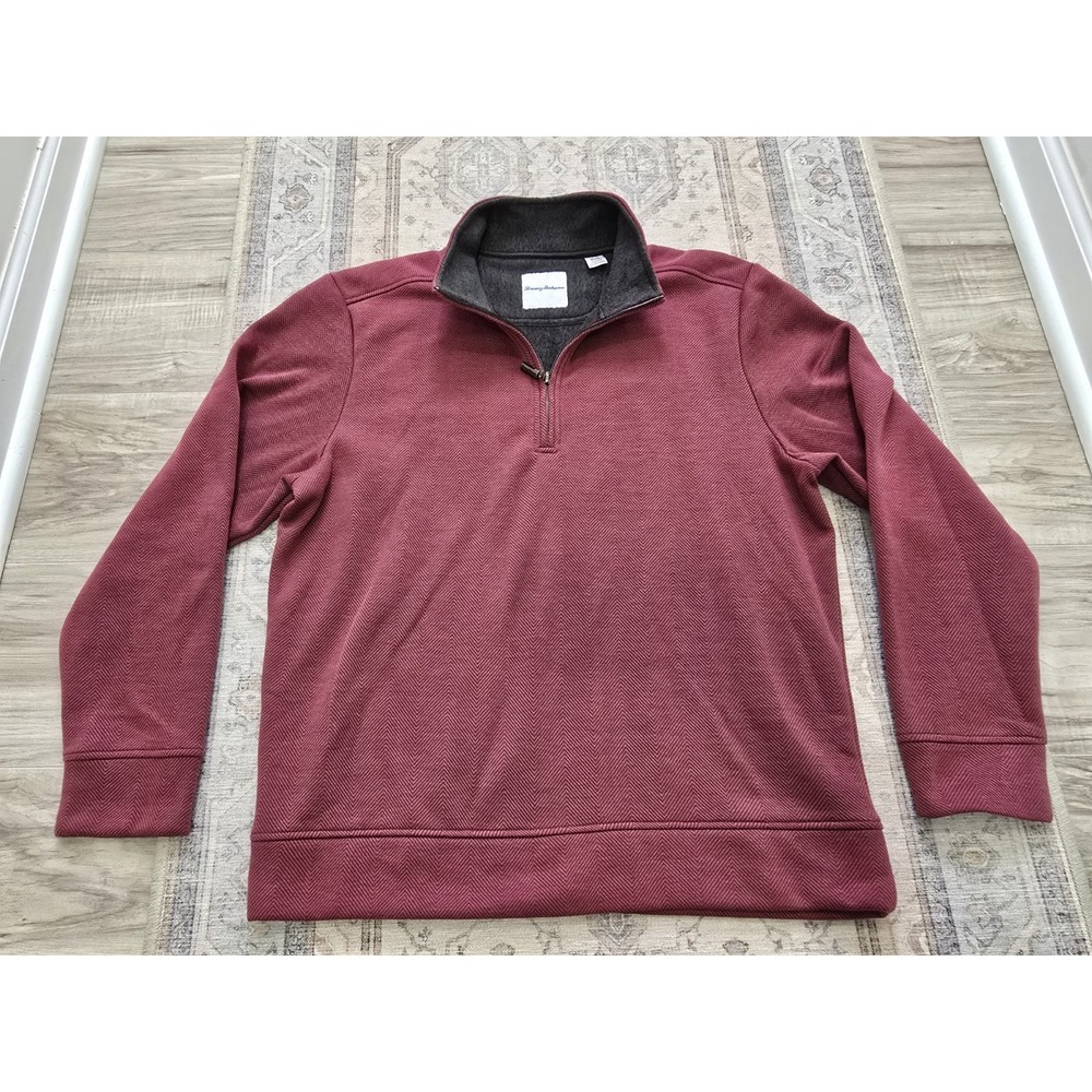 Tommy Bahama Mens Maroon 1/4 Zip Pullover Sweater Size Medium